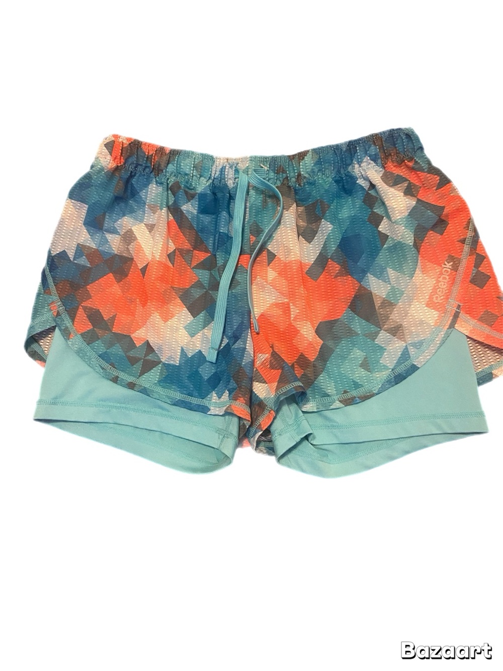 Reebok Women's Aqua & Coral Geometric Running Shorts